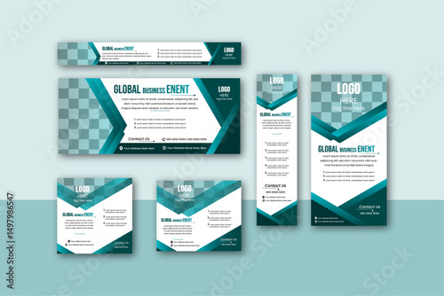 Professional & Abstract vector web banner design template Set with Modern Gradient background for website design