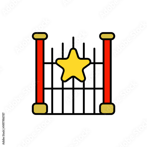 Luxury Gate with Gold Decor and Star Icon.
