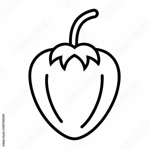 Habanero Pepper outline icon on white background
