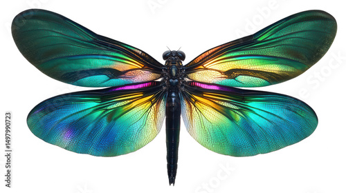 Detailed Close-Up of a Vivid Dragonfly with PNG transparent background