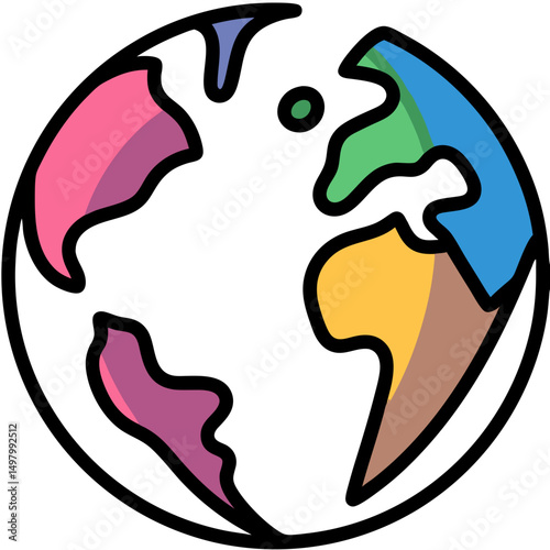 Colorful World Globe Icon Illustration