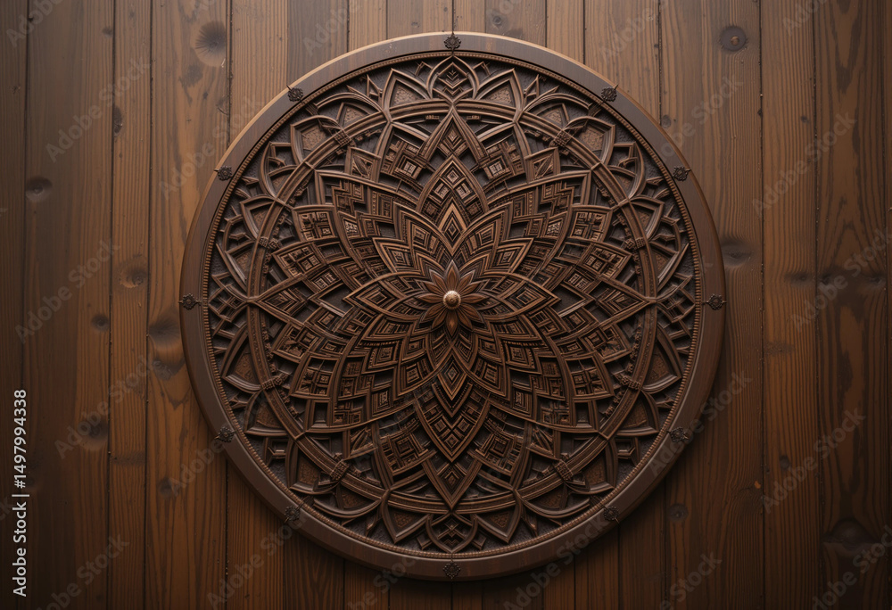 Obraz premium mandala wood on dark background