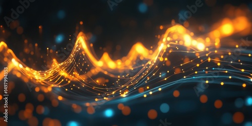 Futuristic concepts: business insights depicted with vibrant, evolving linear trends.