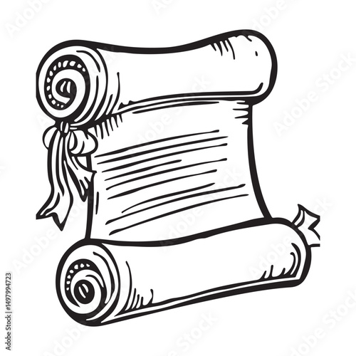 Vintage paper scroll illustration mimicking medieval manuscript, antique paper, manuscript for history and writing themes