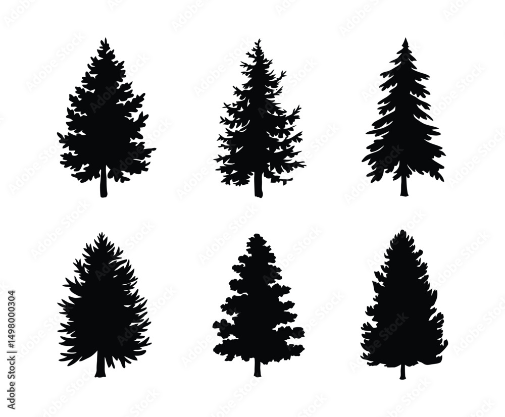 Classic Pine Tree Silhouette Vector Design Classic Pine Tree Silhouette Vector Design