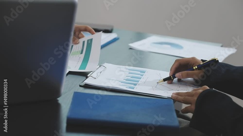 Team of business people working together in the meeting room office, teamwork background charts and graphs banner, double exposure successful teamwork,business planning concept.