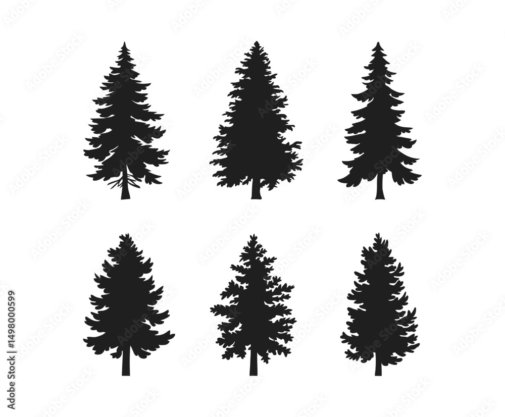 Isolated Evergreen Pine Tree Silhouette EPS Template Isolated Evergreen Pine Tree Silhouette EPS Template