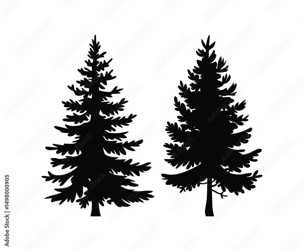 Fototapeta premium Minimal Pine Tree Silhouette Collection Template