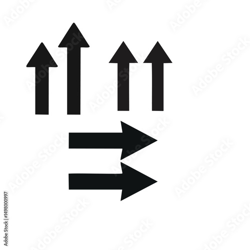 Black arrows pointing up and right directions guidance