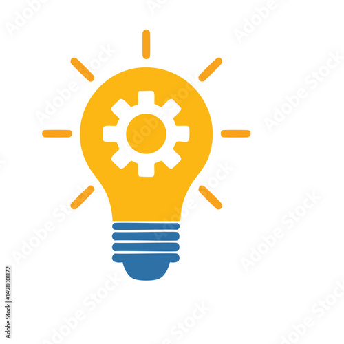 Innovative solutions bright ideas gear lightbulb concept