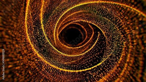 Fiery Particle Swirl In Rotating Energy Vortex 4K Animation