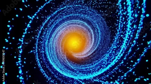 Galaxy Spiral With Blue Core Light Burst 4K Animation