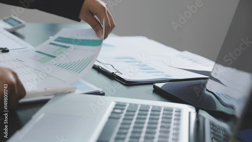 Team of business people working together in the meeting room office, teamwork background charts and graphs banner, double exposure successful teamwork,business planning concept.