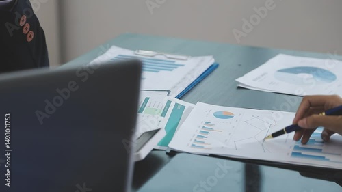 Team of business people working together in the meeting room office, teamwork background charts and graphs banner, double exposure successful teamwork,business planning concept.
