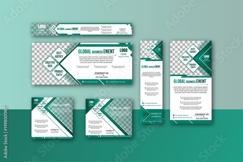 Professional & Abstract vector web banner design template Set with Modern Gradient background for website design