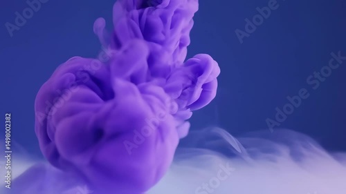 Purple Ink Cloud Expanding In Blue Liquid 4K Animation