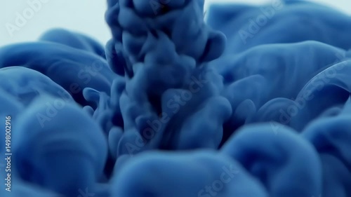  Vibrant Blue Ink Spreading In Water With Light Background 4K Animation