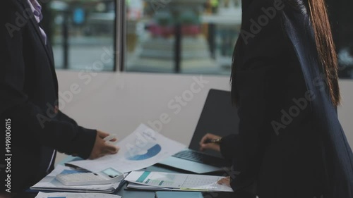 Team of business people working together in the meeting room office, teamwork background charts and graphs banner, double exposure successful teamwork,business planning concept.