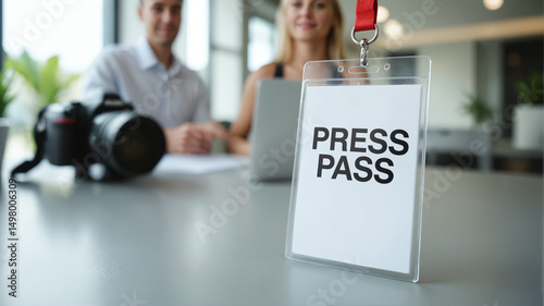 Press Pass Credential Badge - Professional Media Identification Card With Camera for Sports Journalist Day, News Reporting, and Event Coverage