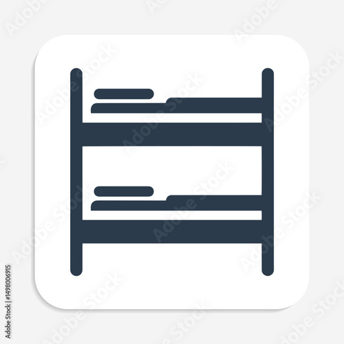 Two-Level Bunk Bed Icon, Dormitory, and Youth Hotel Visuals