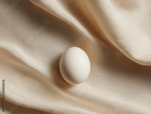 White Egg on Linen Fabric