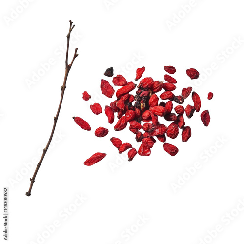 Vibrant Collection Of Dried Goji Berries isolated on a transparent backgroundd photo