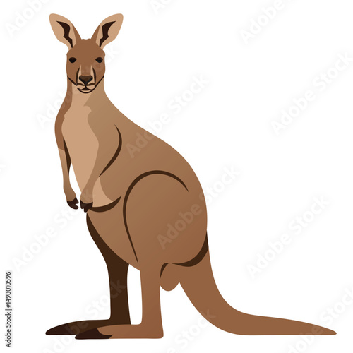 Elegant Kangaroo Standing in Profile Against a Simple Background for Creative Use