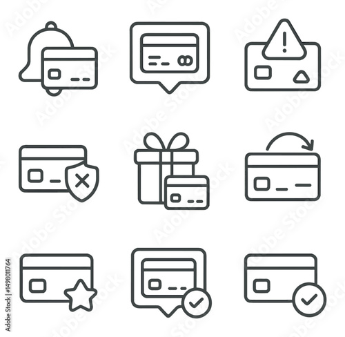 Finance payment linear icons set. banking and transaction symbols