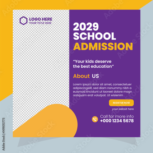 School Admission social media post or instagram post template