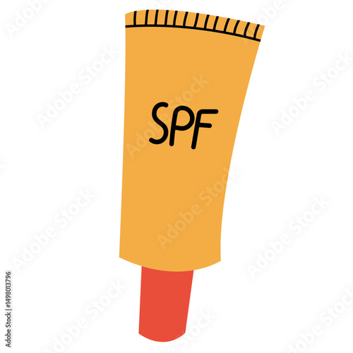 Sunscreen SPF Tube. Orange SPF sunscreen tube, symbolizing sun protection, skincare, and summer essentials for UV safety.