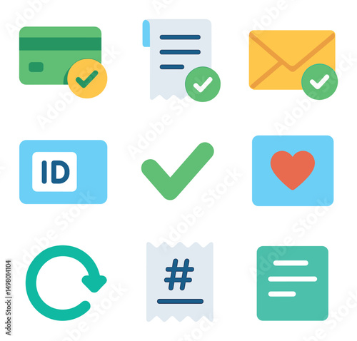 Finance and payment flat icons set. banking and transaction symbols