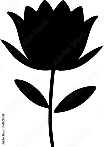 Elegant tulip silhouette, perfect for minimalist designs, tattoos, and sophisticated floral artwork.