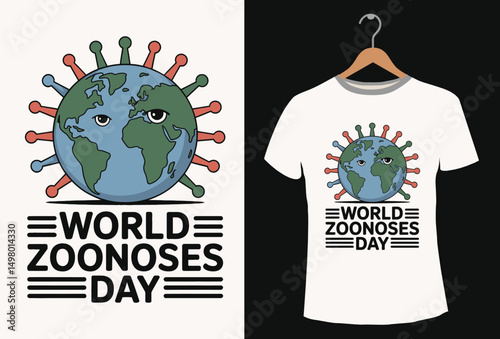 World Zoonoses Day T-shirt Design.