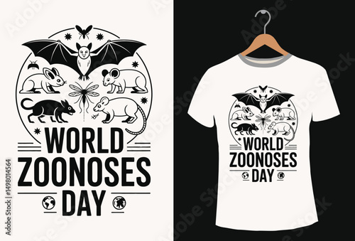 World Zoonoses Day T-shirt Design.
