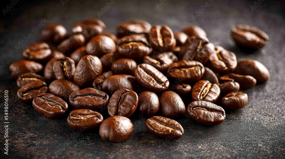 Obraz premium Scattering of roasted coffee beans during a cozy coffee tasting event for enthusiasts close-up view inviting atmosphere