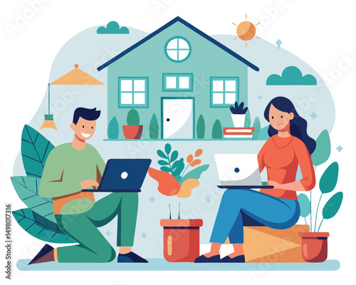 Remote Work Couple. Home Office Productivity and Teamwork