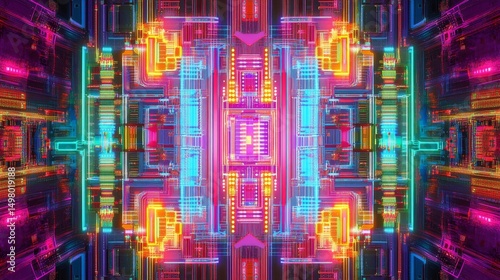 Exploring semiconductor nano circuits high-tech environment detailed visuals futuristic design