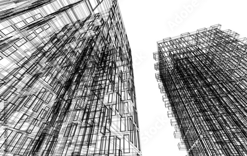 Abstract modern architectural 3d illustration