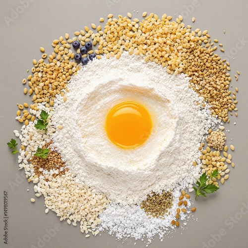 A round dough with an egg in the center