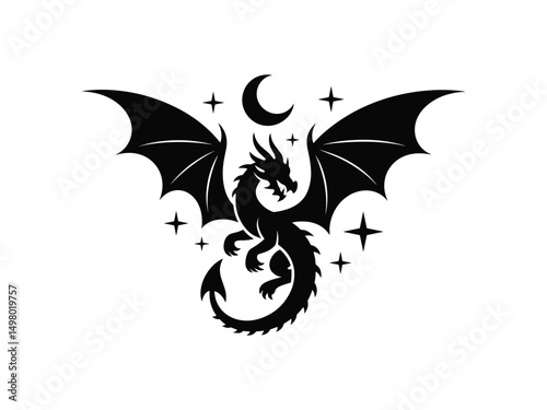 Dragon Moon Silhouette SVG