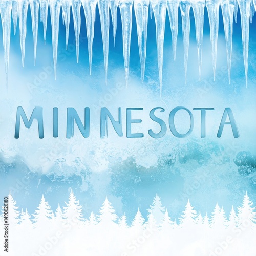 Minnesota winter wonderland with icicles and snowy pines