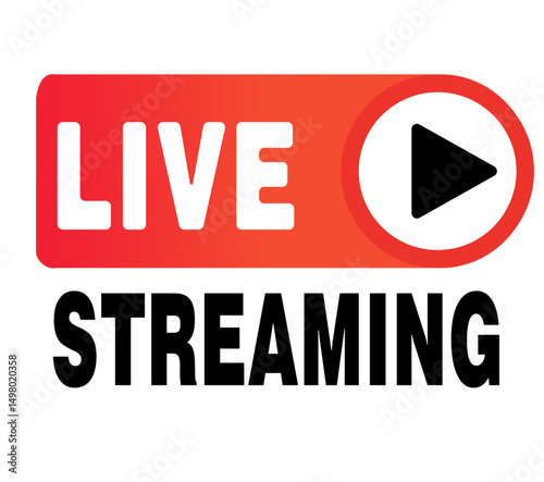 Live Streaming Icon with Play Button and Red Background