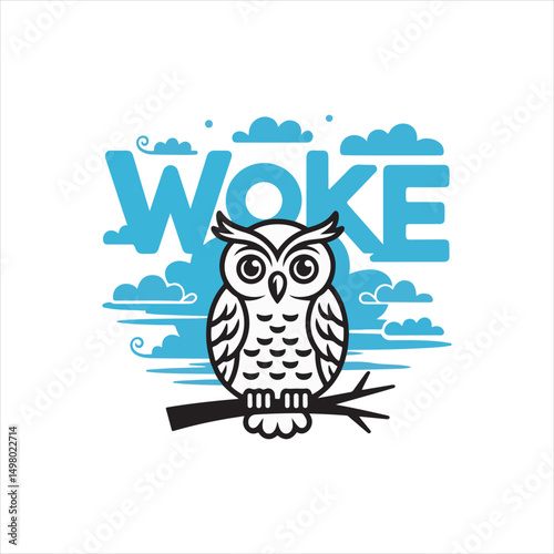 owl on a branch woke vector