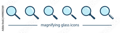 Magnifying glass set icon, magnifying sign, magnifier or loupe sign. Search icons set. Vector illustration.