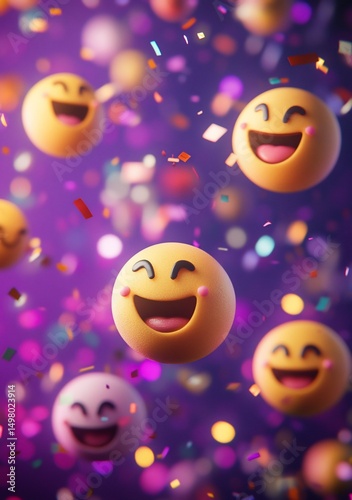 Happy Emojis with Confetti Celebration.