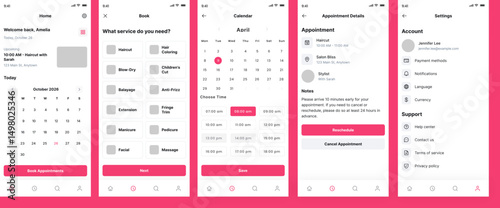 Hairdresser & Beauty Appointment, Salon Booking, Hair Stylist Scheduler & Reservation App Template Ui Kit
