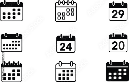 Anticipation building with assorted date icons evoking feelings of planning deadlines in a crisp