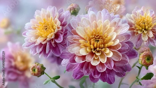 macro dew on chrysanthemum for skincare ads macro chrysanthemum flower dew, macro chrysanthemum flower dew, macro chrysanthemum flower dew with water droplets pastel chrysanthemum macro background 