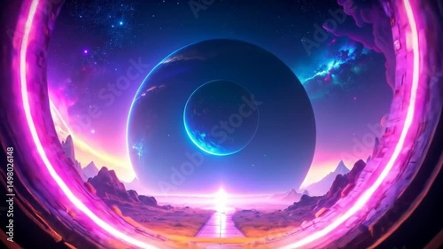 Colorful Futuristic Portal To Another Dimension