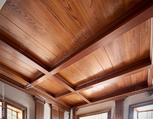 wood ceiling cornice features along with interior decoration and connections of wall column and ceiling conceptual image for interior style